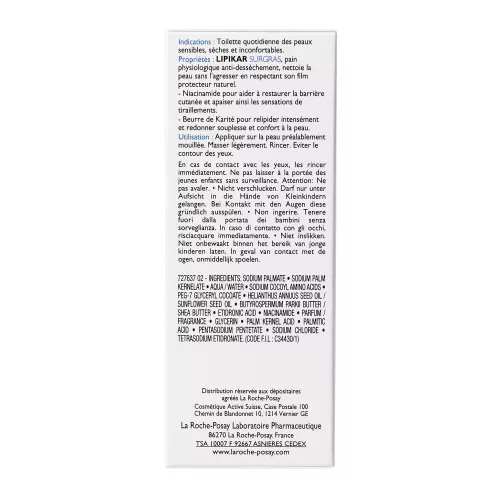 La Roche Posay Lipikar Surgras bőrszárazság elleni szappan 150g