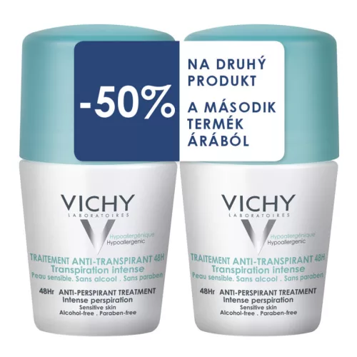 VICHY Izzadságszabályozó golyós dezodor intenzív hatással duopack 2x50ml