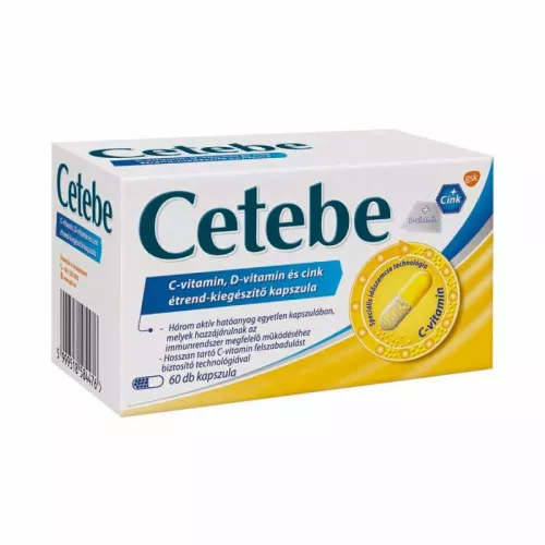 Cetebe Immuntrio C-vitamin, D-vitamin és cink étrend-kiegészítő kapszula 60 db 