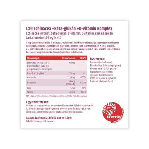 LXR Echinacea +Béta-Glükán +D-Vitamin Komplex 60x