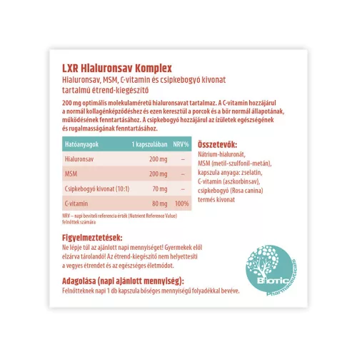 LXR Hialuronsav+MSM+C vitamin komplex kapszula 60x