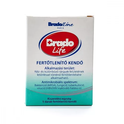 Bradolife kézfertőtlenítő kendő 5x