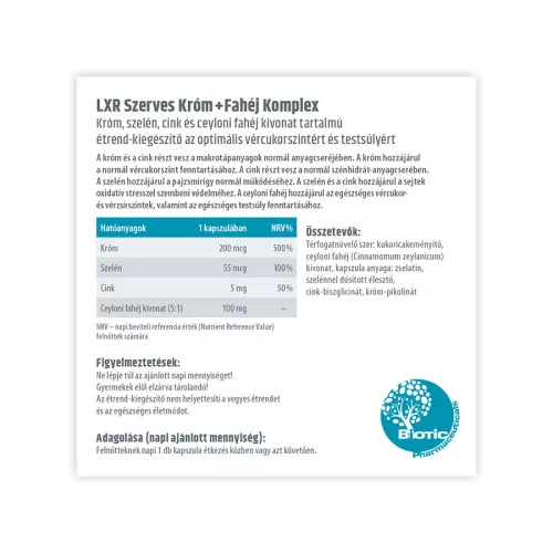 LXR Szerves Króm+ Fahéj Komplex 60x