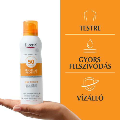 Eucerin Sun Oil Control Dry Touch Színtelen napozó aerosol spray SPF50 200ml