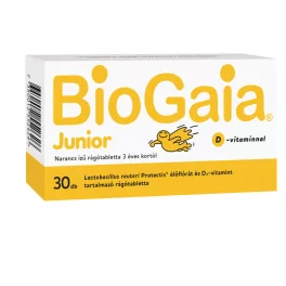Biogaia Junior+D3 vitamin rágótabletta narancs ízű 30x