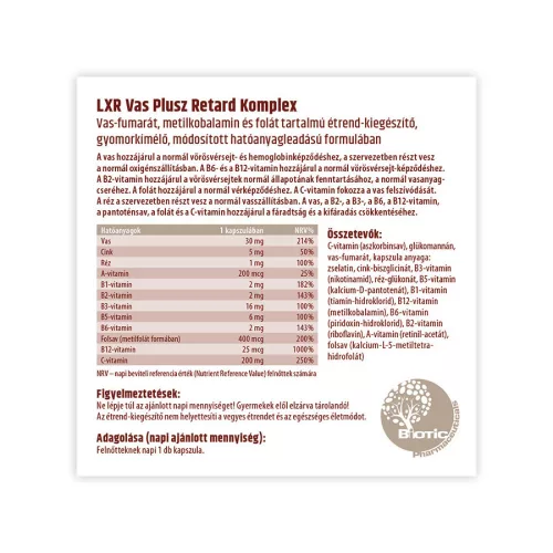 LXR Vas+ Folát Retard Komplex 60x