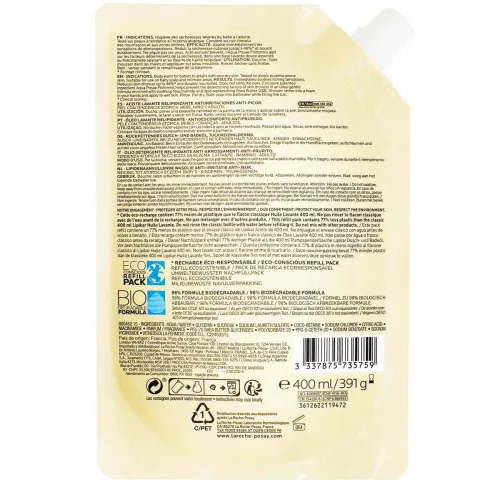 La Roche Posay Lipikar AP+ tusfürdő olaj utántöltő 400ml