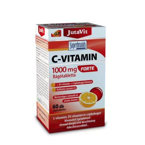 JutaVit C-vitamin 1000 mg Forte + D3 + csipkebogyó rágótabletta narancs ízű 60x