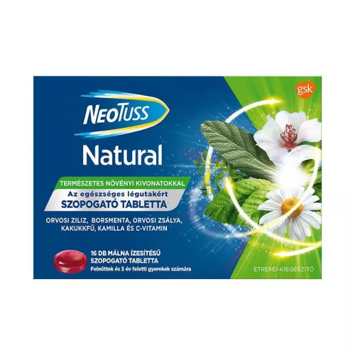 Neotuss Natural szopogató tabletta málna ízű 16x