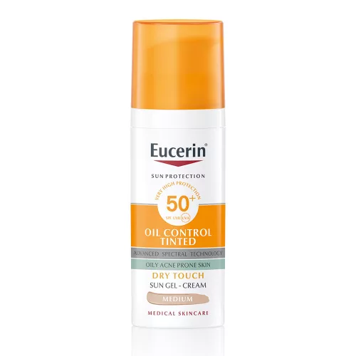 Eucerin Sun Oil Control színezett napozó krém-gél arcra medium SPF50+  50ml