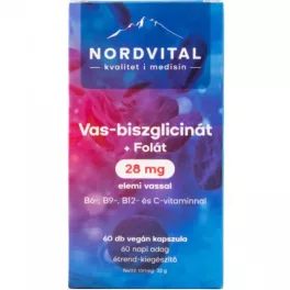 Nordvital Vas-biszglicinát 28mg+folát vegán kapszula 60x