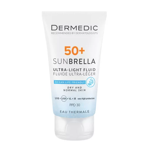 Dermedic Sunbrella Ultra-light Fényvédő FLUID SPF50+ száraz és normál arcbőrre 40ml