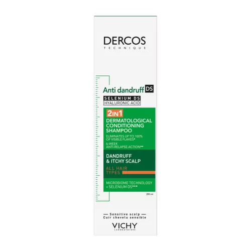 VICHY Dercos 2in1 sampon és balzsam korpásodás ellen 200 ml