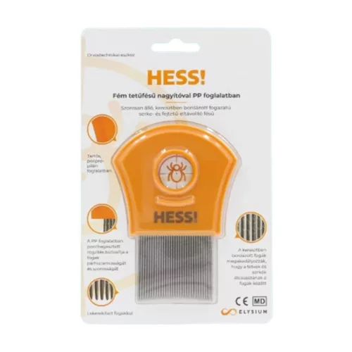 Hess Fém tetűfésű nagyítóval PP foglalatban