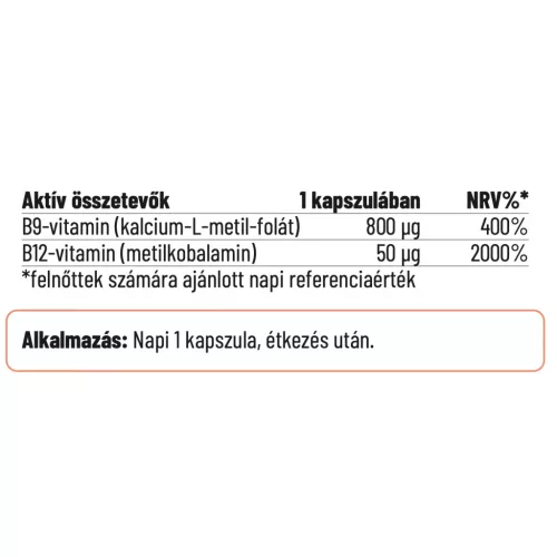 Nordvital Bioaktív Folát (B9-Vitamin) 800mcg 60x