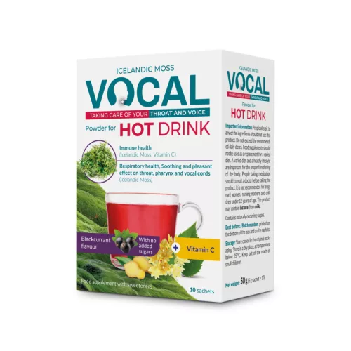 Vocal Hot Drink Feketeribizli ízű forró italpor 10x5g