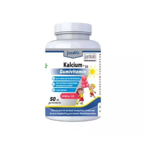 JutaVit Kalcium + D3 gumivitamin cukormentes málna ízű 50x