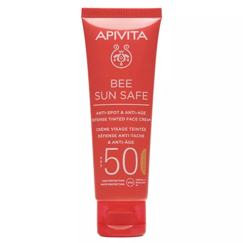 Apivita Bee Sun Safe Színezett arckrém ráncok és pigmentfoltok ellen SPF50 50ml