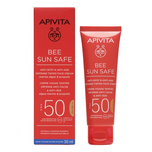 Apivita Bee Sun Safe Színezett arckrém ráncok és pigmentfoltok ellen SPF50 50ml