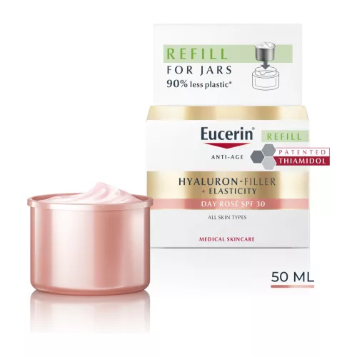 Eucerin Hyaluron-Filler + Elasticity Bőrtömörséget regeneráló nappali arckrém Rose SPF30 öko utántöltő 50ml