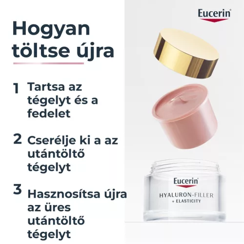 Eucerin Hyaluron-Filler + Elasticity Bőrtömörséget regeneráló nappali arckrém Rose SPF30 öko utántöltő 50ml