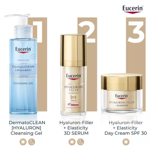Eucerin Hyaluron-Filler + Elasticity Bőrtömörséget regeneráló nappali arckrém SPF30 öko utántöltő 50ml