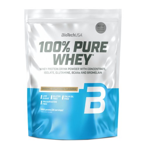 Biotech 100% Pure Whey tejsavó fehérjepor Karamell- Cappuccino 454g
