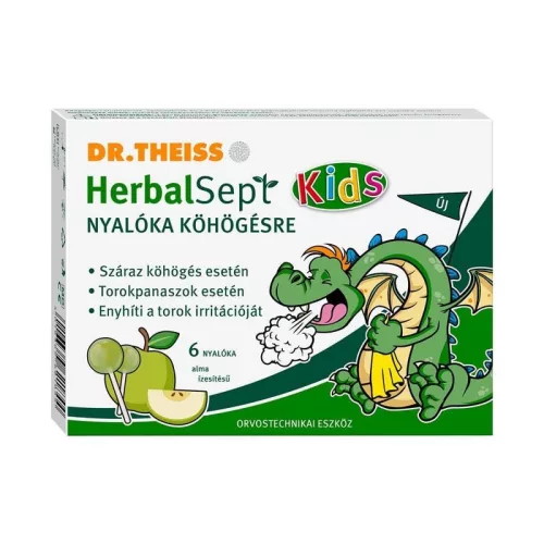 Dr. Theiss HerbalSept Kids nyalóka száraz köhögésre alma ízesítésű 6x
