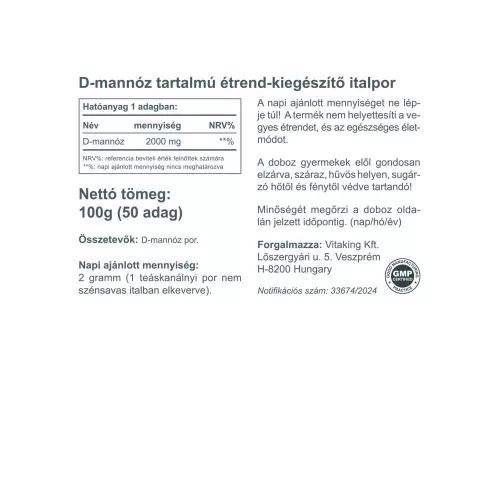 Vitaking D-mannose por 100g