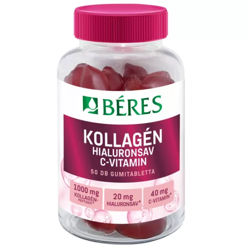 Béres Kollagén + hialuronsav + C-vitamin cukormentes gumitabletta 50x