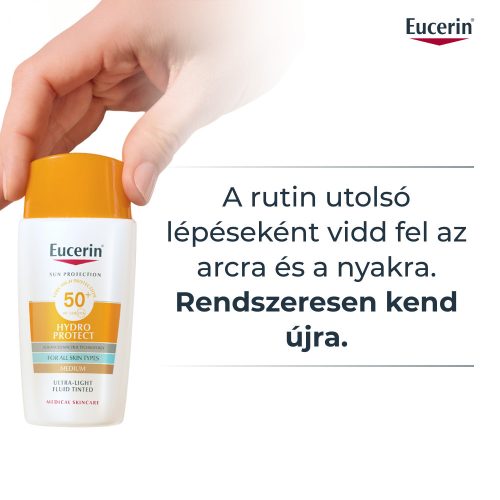 Eucerin Sun Hydro-Protect ultra könnyű színezett napozó fluid arcra SPF50 | medium árnyalat 50ml