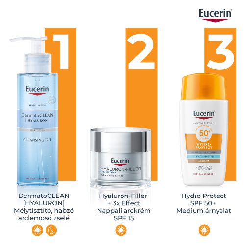 Eucerin Sun Hydro-Protect ultra könnyű színezett napozó fluid arcra SPF50 | medium árnyalat 50ml