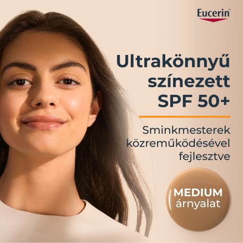 Eucerin Sun Hydro-Protect ultra könnyű színezett napozó fluid arcra SPF50 | medium árnyalat 50ml